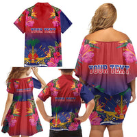 Haiti Toussaint Louverture Personalized Family Matching Off Shoulder Short Dress and Hawaiian Shirt Haitian Revolution 1804