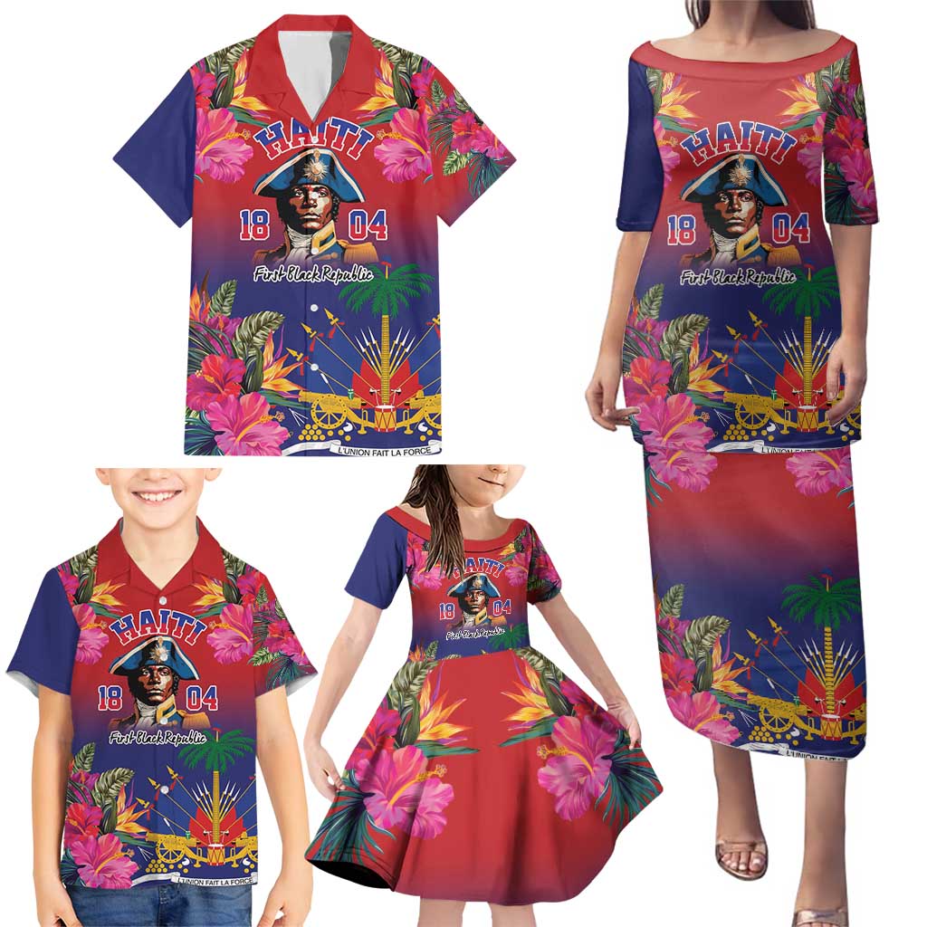 Haiti Toussaint Louverture Personalized Family Matching Puletasi and Hawaiian Shirt Haitian Revolution 1804