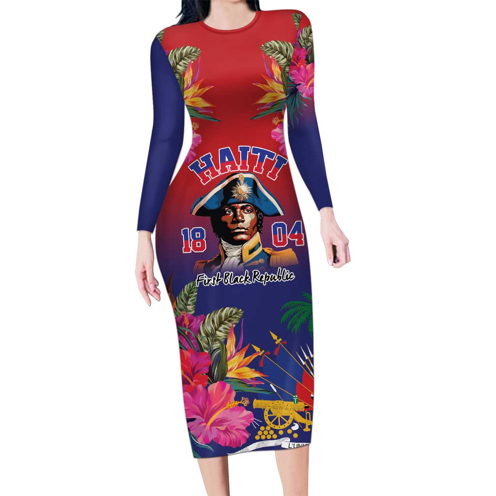 Haiti Toussaint Louverture Personalized Long Sleeve Bodycon Dress Haitian Revolution 1804