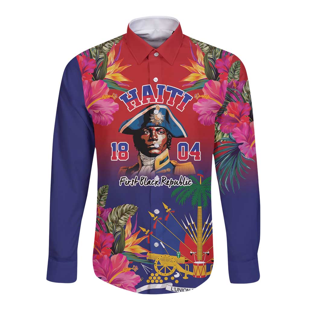Haiti Toussaint Louverture Personalized Long Sleeve Button Shirt Haitian Revolution 1804