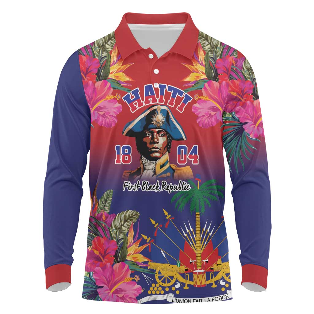 Haiti Toussaint Louverture Personalized Long Sleeve Polo Shirt Haitian Revolution 1804