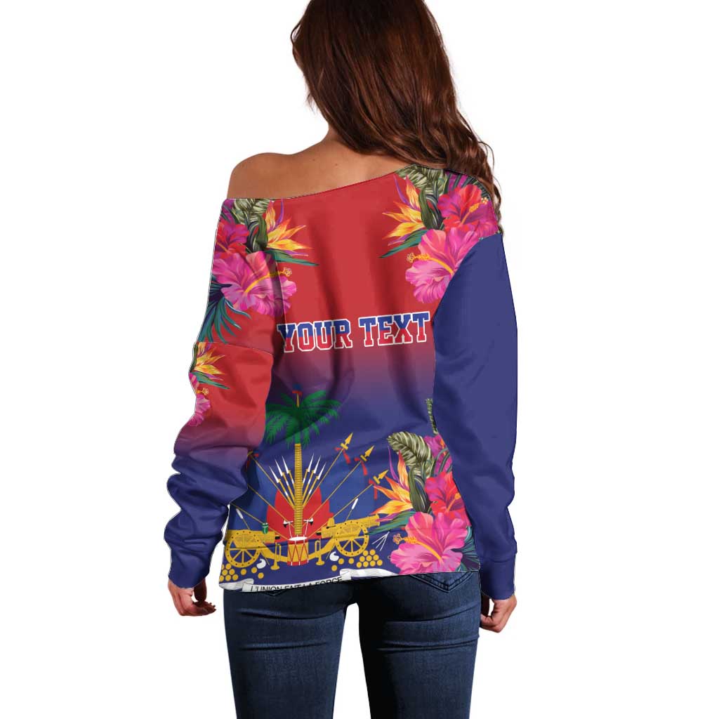 Haiti Toussaint Louverture Personalized Off Shoulder Sweater Haitian Revolution 1804