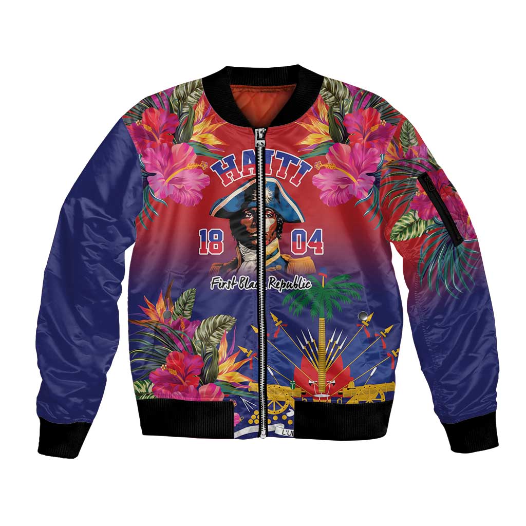 Haiti Toussaint Louverture Personalized Sleeve Zip Bomber Jacket Haitian Revolution 1804