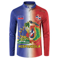 Hispaniola Personalized Button Sweatshirt Dominican Republic Haiti Map