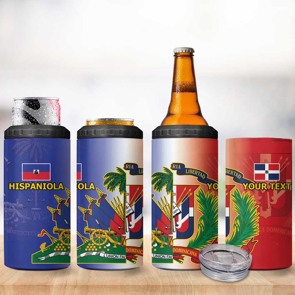 Hispaniola Personalized 4 in 1 Can Cooler Tumbler Dominican Republic Haiti Map