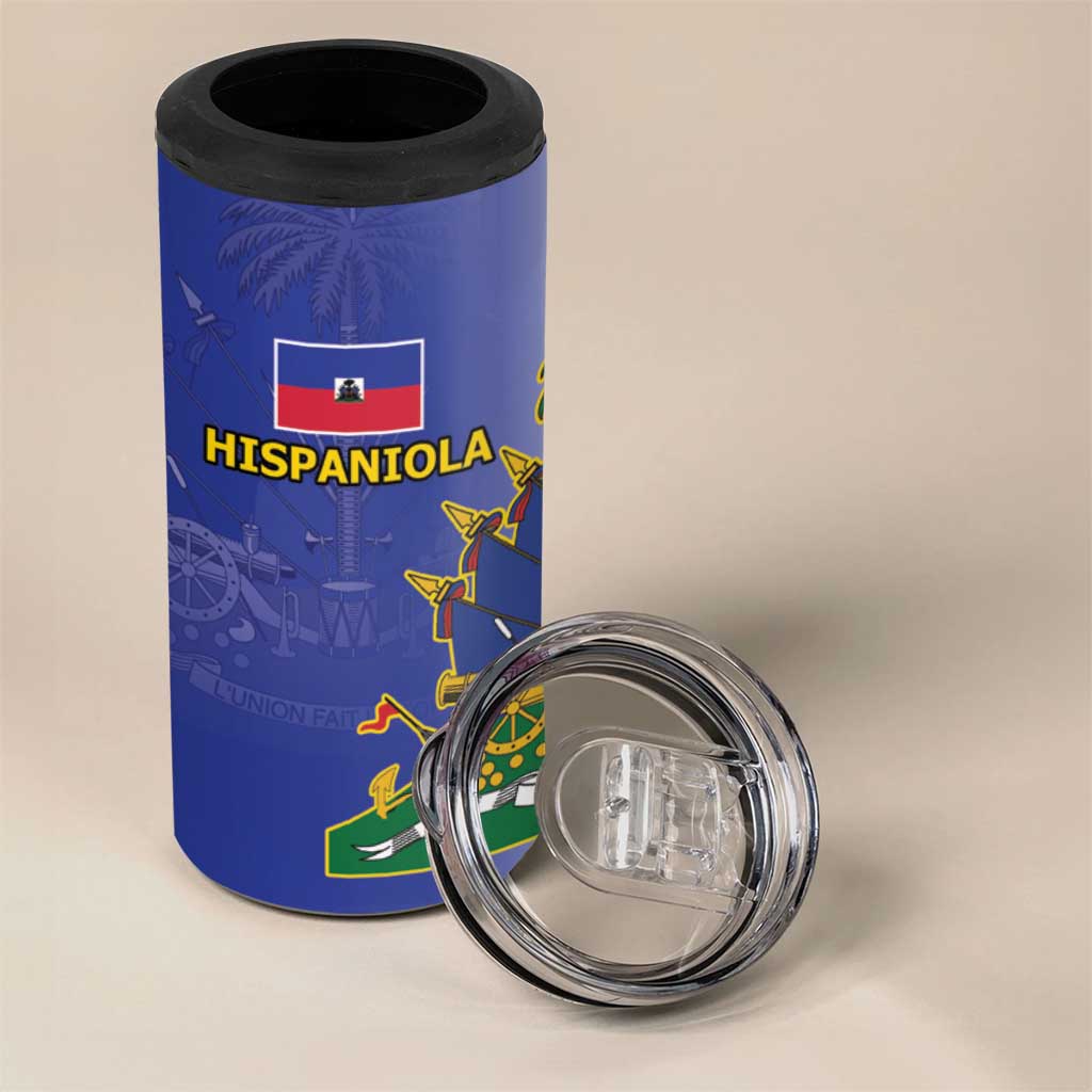 Hispaniola Personalized 4 in 1 Can Cooler Tumbler Dominican Republic Haiti Map
