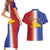 Hispaniola Personalized Couples Matching Short Sleeve Bodycon Dress and Hawaiian Shirt Dominican Republic Haiti Map