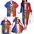 Hispaniola Personalized Family Matching Off The Shoulder Long Sleeve Dress and Hawaiian Shirt Dominican Republic Haiti Map