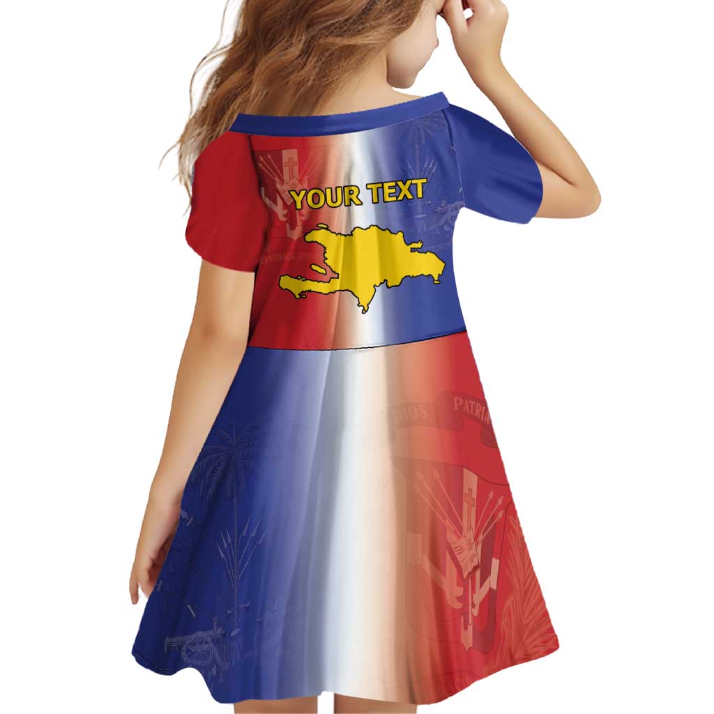 Hispaniola Personalized Family Matching Off Shoulder Short Dress and Hawaiian Shirt Dominican Republic Haiti Map