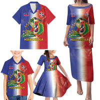 Hispaniola Personalized Family Matching Puletasi and Hawaiian Shirt Dominican Republic Haiti Map