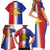 Hispaniola Personalized Family Matching Short Sleeve Bodycon Dress and Hawaiian Shirt Dominican Republic Haiti Map