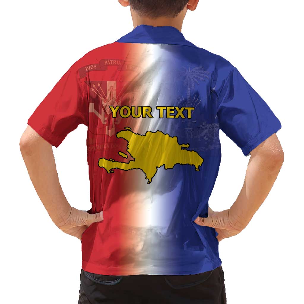 Hispaniola Personalized Family Matching Summer Maxi Dress and Hawaiian Shirt Dominican Republic Haiti Map