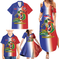 Hispaniola Personalized Family Matching Summer Maxi Dress and Hawaiian Shirt Dominican Republic Haiti Map