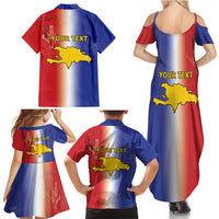 Hispaniola Personalized Family Matching Summer Maxi Dress and Hawaiian Shirt Dominican Republic Haiti Map