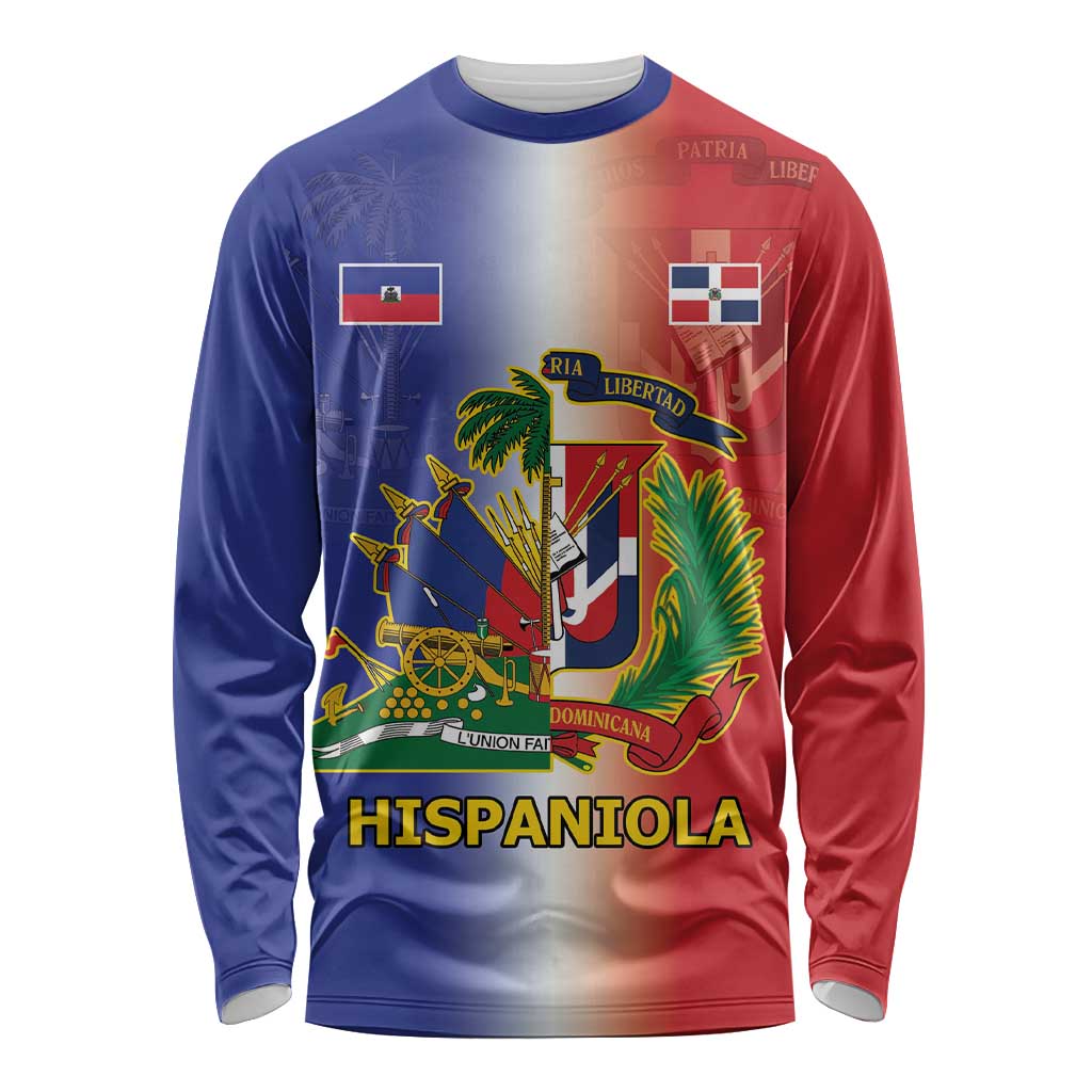 Hispaniola Personalized Long Sleeve Shirt Dominican Republic Haiti Map