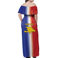 Hispaniola Personalized Off Shoulder Maxi Dress Dominican Republic Haiti Map