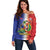 Hispaniola Personalized Off Shoulder Sweater Dominican Republic Haiti Map