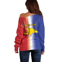 Hispaniola Personalized Off Shoulder Sweater Dominican Republic Haiti Map
