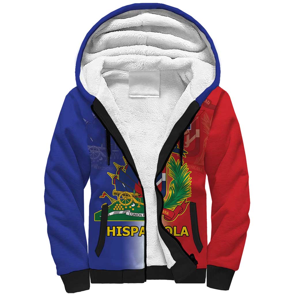 Hispaniola Personalized Sherpa Hoodie Dominican Republic Haiti Map