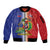 Hispaniola Personalized Sleeve Zip Bomber Jacket Dominican Republic Haiti Map