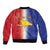 Hispaniola Personalized Sleeve Zip Bomber Jacket Dominican Republic Haiti Map