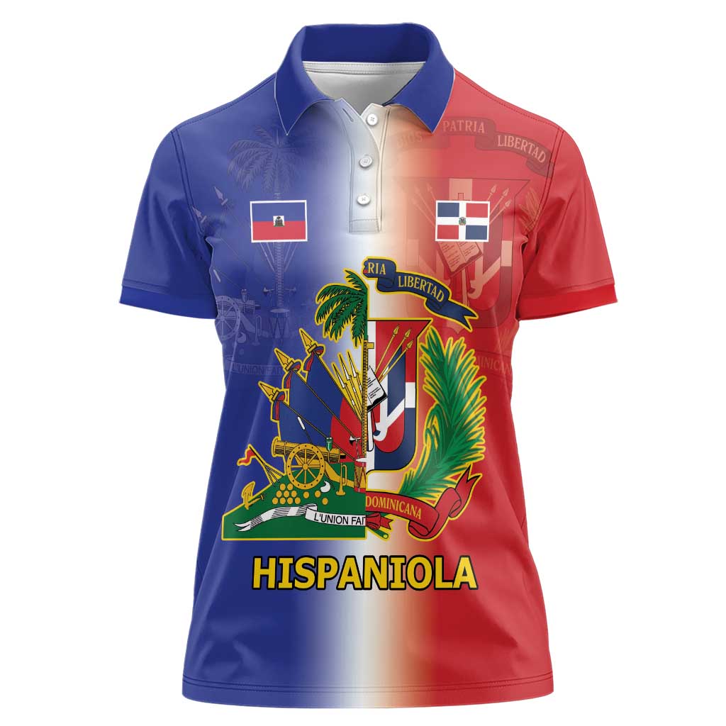 Hispaniola Personalized Women Polo Shirt Dominican Republic Haiti Map