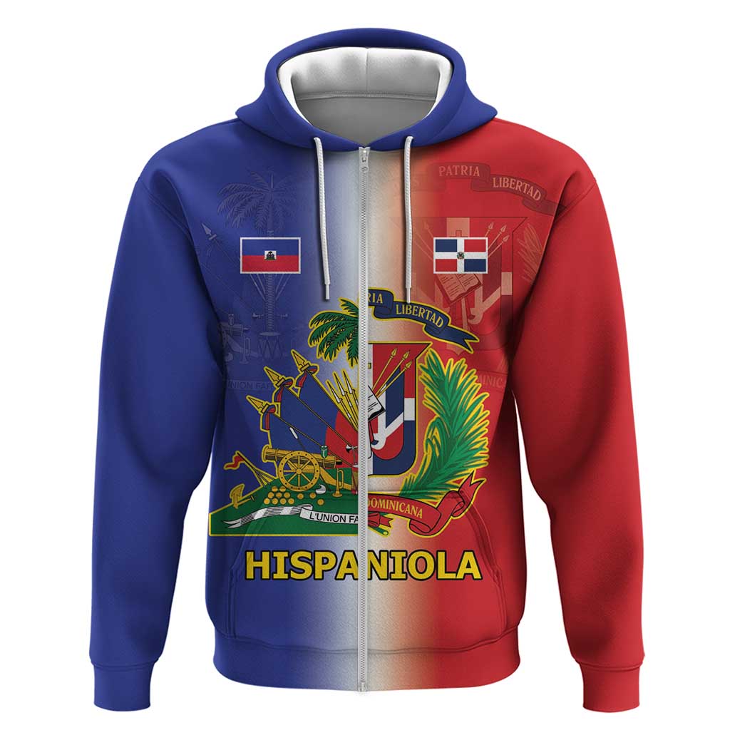 Hispaniola Personalized Zip Hoodie Dominican Republic Haiti Map