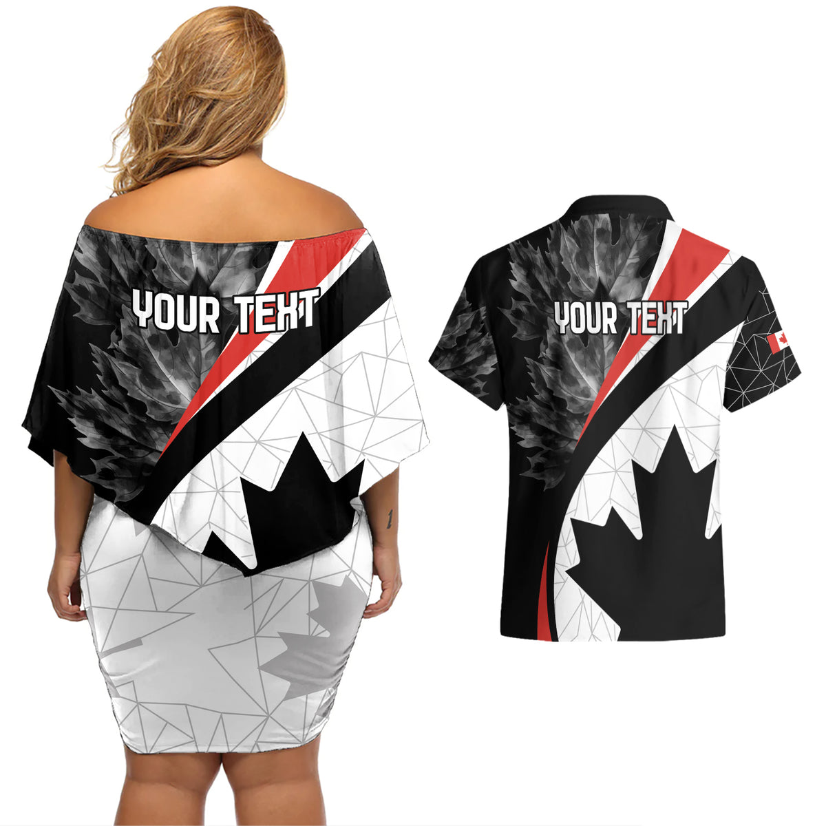 Personalized Canada Day Sine 1867 Couples Matching Off Shoulder Short Dress and Hawaiian Shirt With National Maple Leaf LT9 - Wonder Print Shop