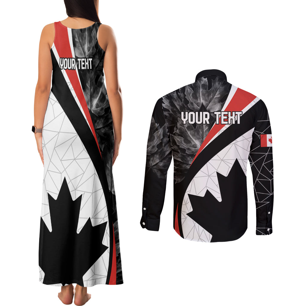 Personalized Canada Day Sine 1867 Couples Matching Tank Maxi Dress and Long Sleeve Button Shirt With National Maple Leaf LT9 - Wonder Print Shop