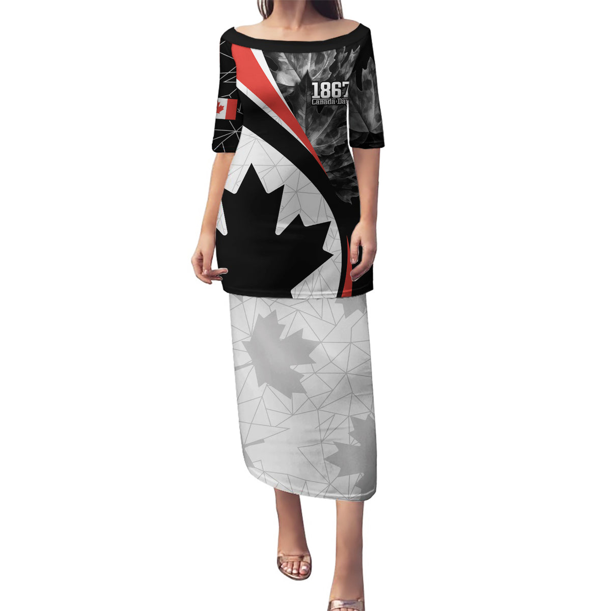 Personalized Canada Day Sine 1867 Puletasi With National Maple Leaf - Wonder Print Shop