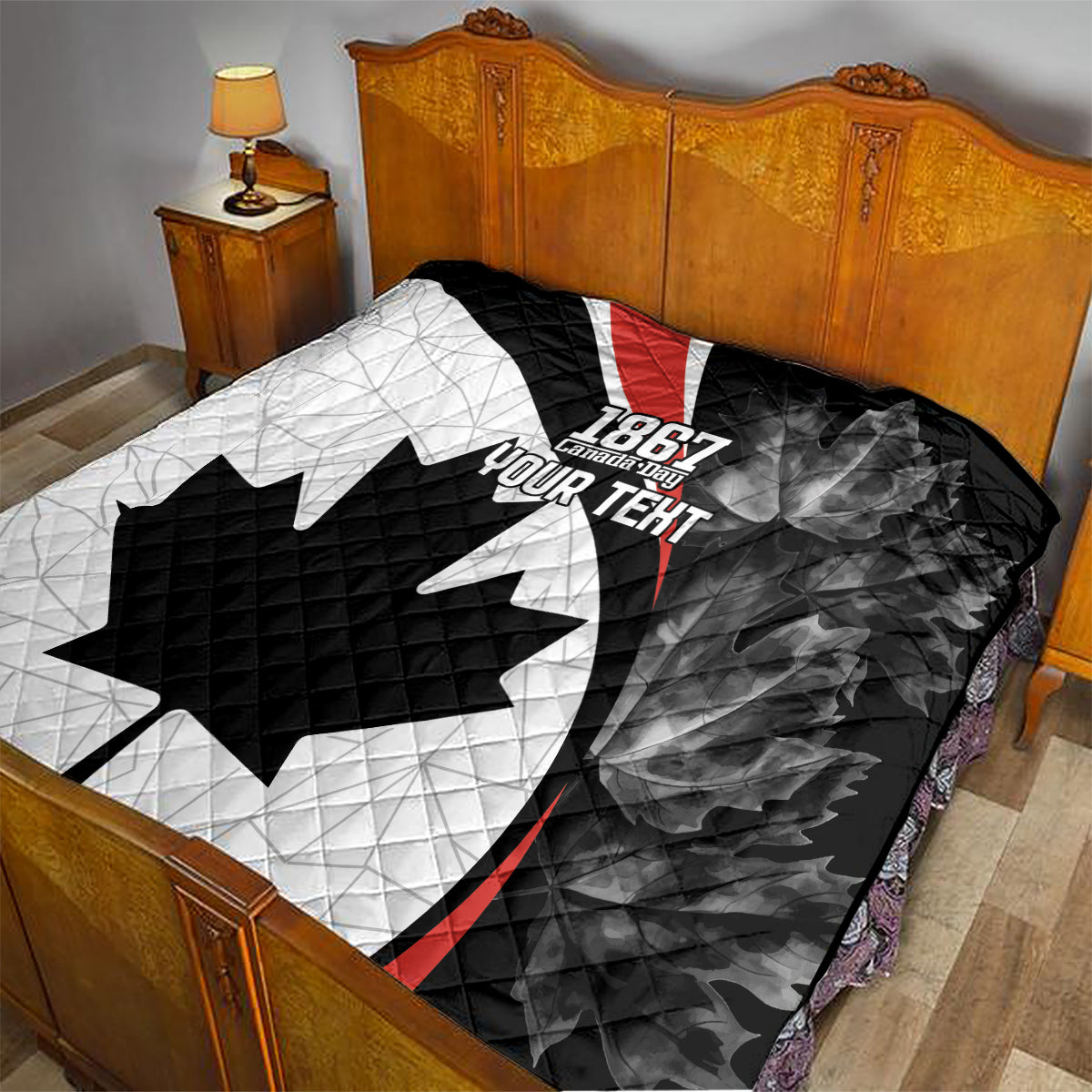 Personalized Canada Day Sine 1867 Quilt With National Maple Leaf - Wonder Print Shop