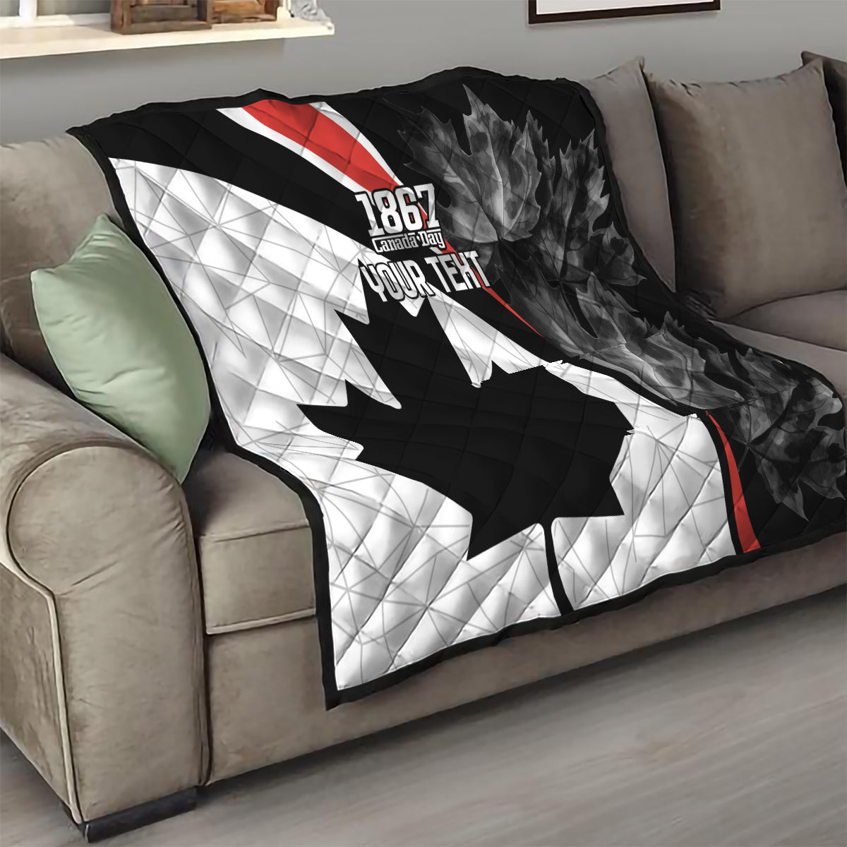 Personalized Canada Day Sine 1867 Quilt With National Maple Leaf - Wonder Print Shop