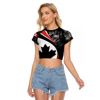 Personalized Canada Day Sine 1867 Raglan Cropped T Shirt With National Maple Leaf - Wonder Print Shop