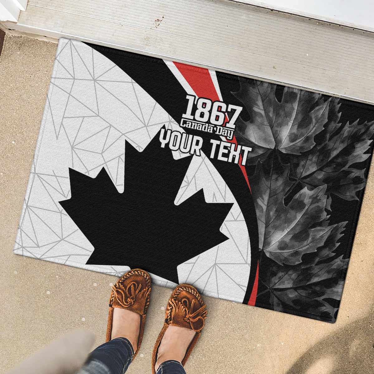 Personalized Canada Day Sine 1867 Rubber Doormat With National Maple Leaf - Wonder Print Shop