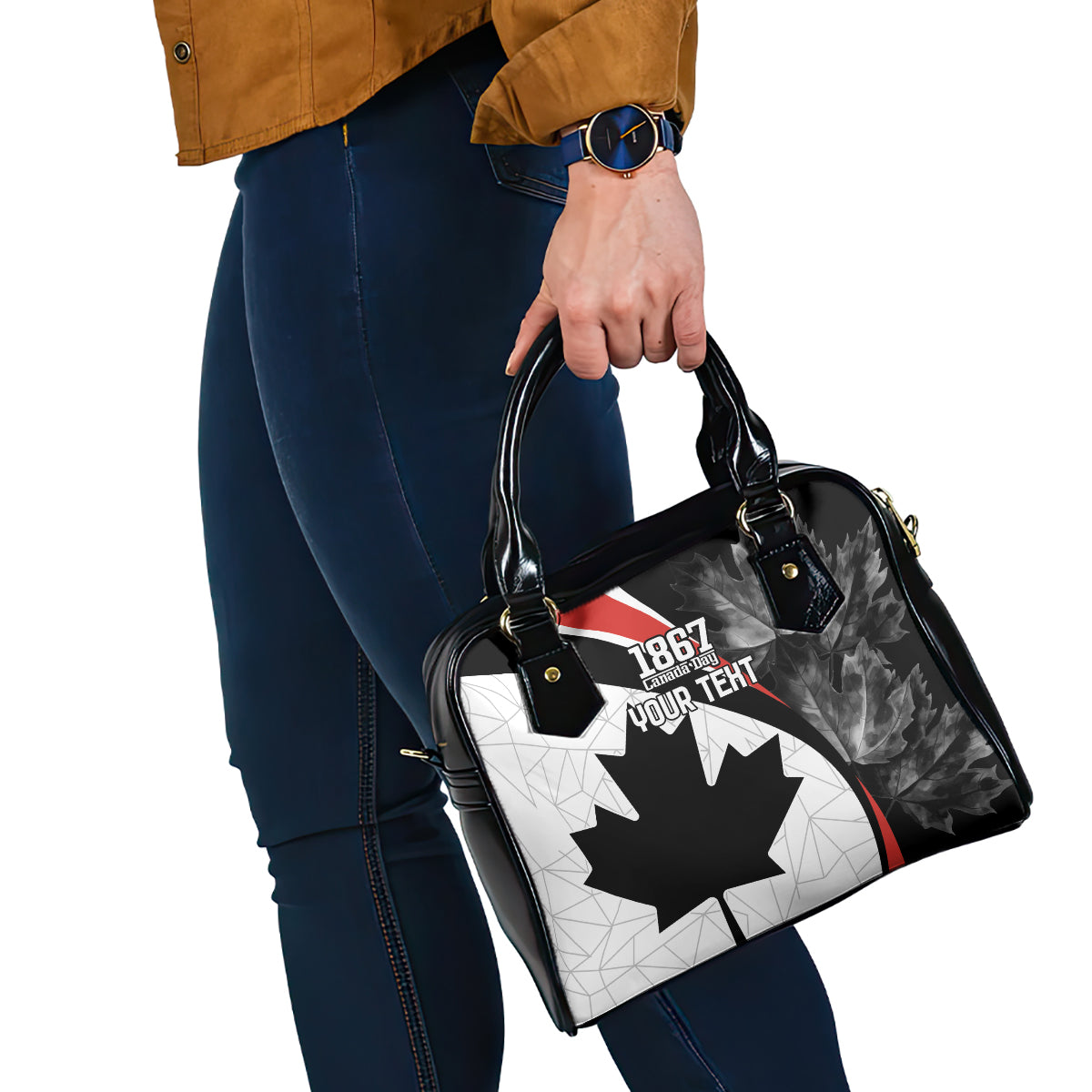Personalized Canada Day Sine 1867 Shoulder Handbag With National Maple Leaf
