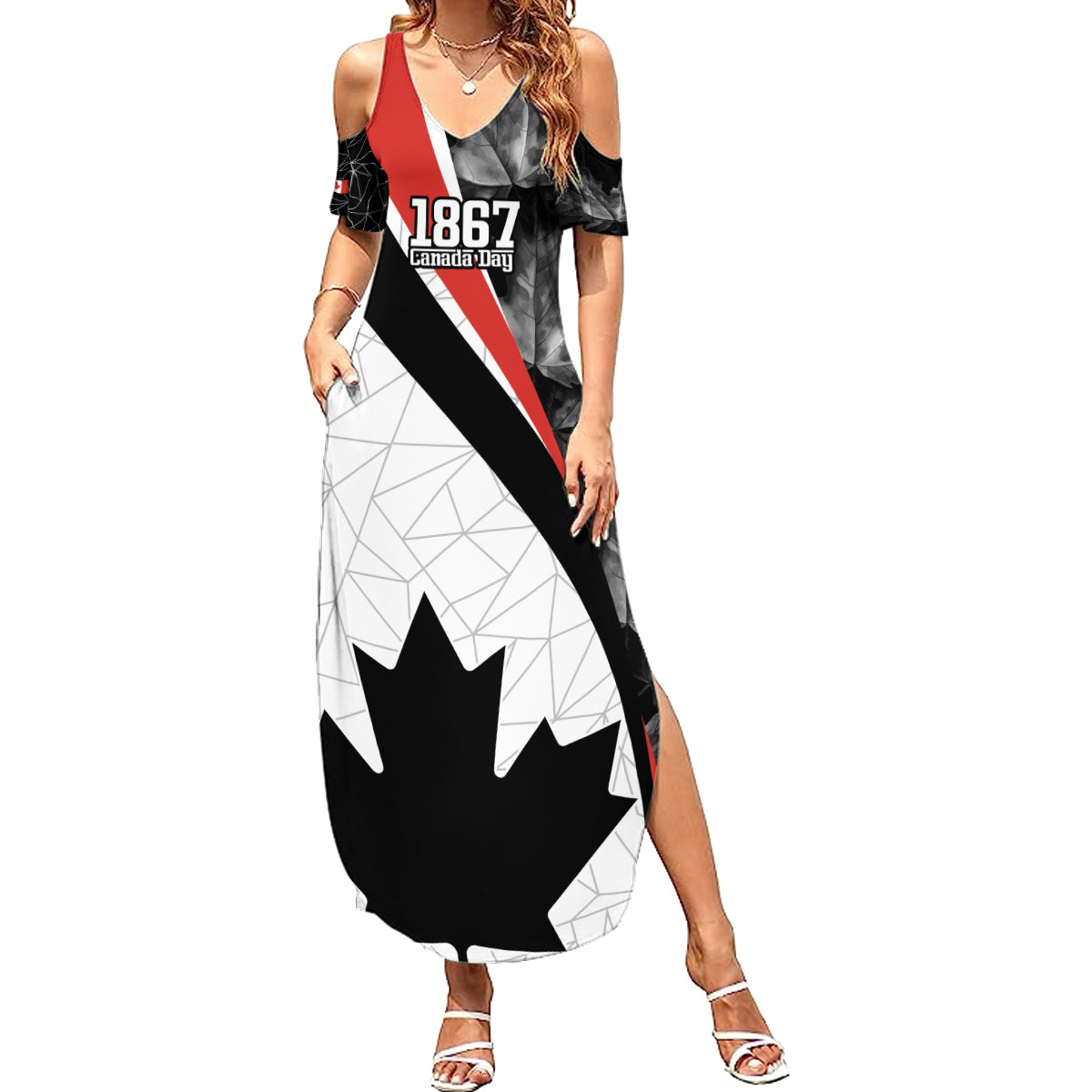 Personalized Canada Day Sine 1867 Summer Maxi Dress With National Maple Leaf - Wonder Print Shop