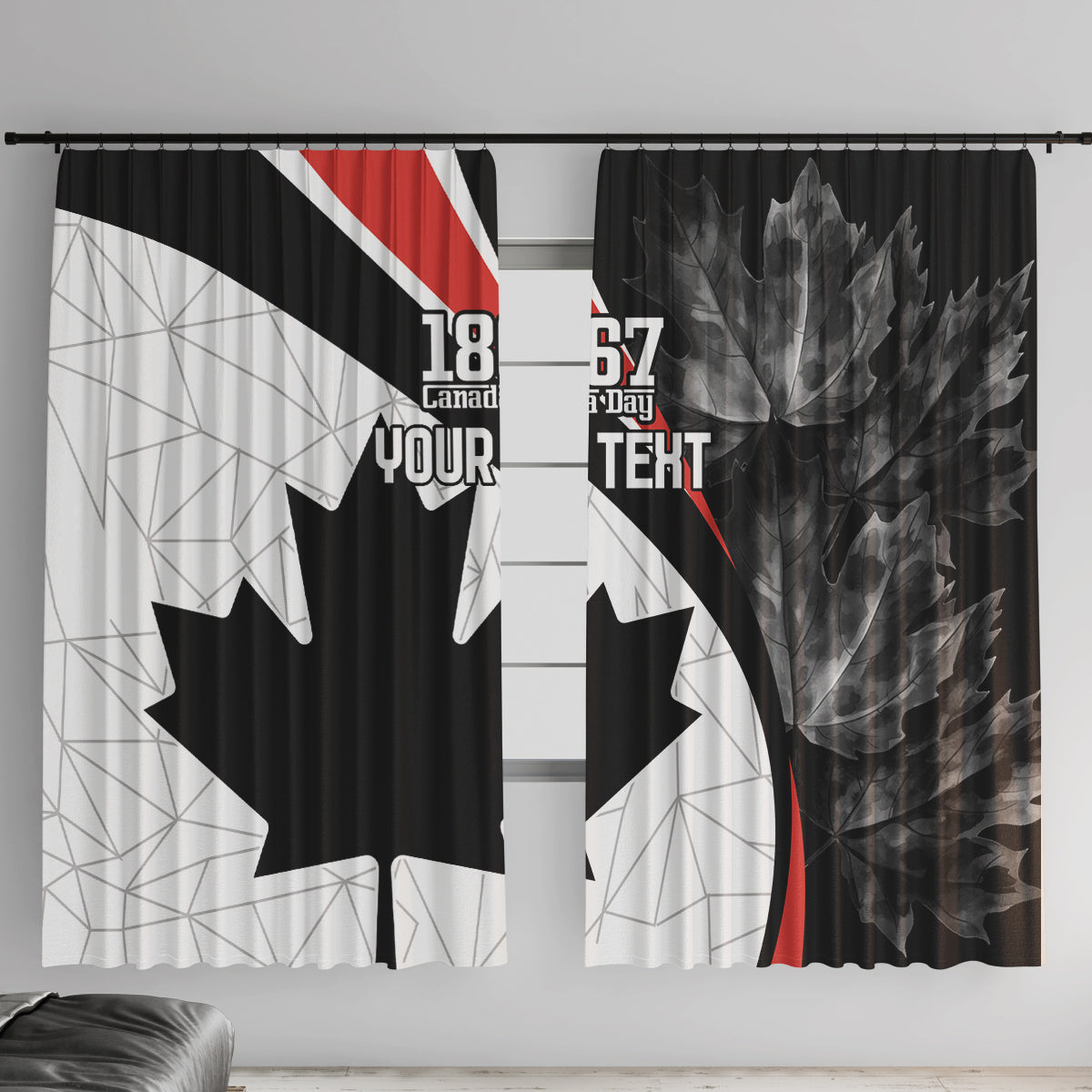 Personalized Canada Day Sine 1867 Window Curtain With National Maple Leaf - Wonder Print Shop