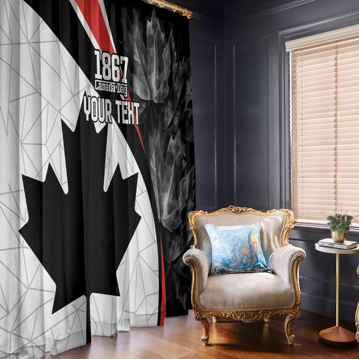 Personalized Canada Day Sine 1867 Window Curtain With National Maple Leaf - Wonder Print Shop