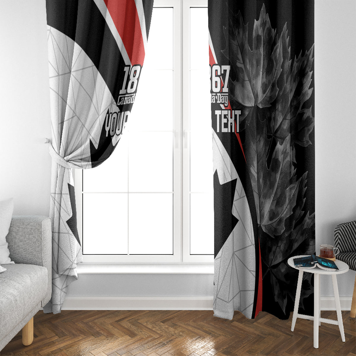 Personalized Canada Day Sine 1867 Window Curtain With National Maple Leaf - Wonder Print Shop