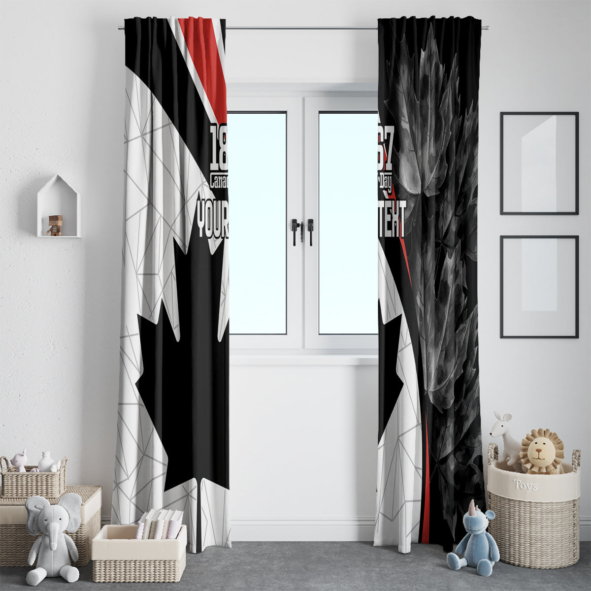 Personalized Canada Day Sine 1867 Window Curtain With National Maple Leaf - Wonder Print Shop