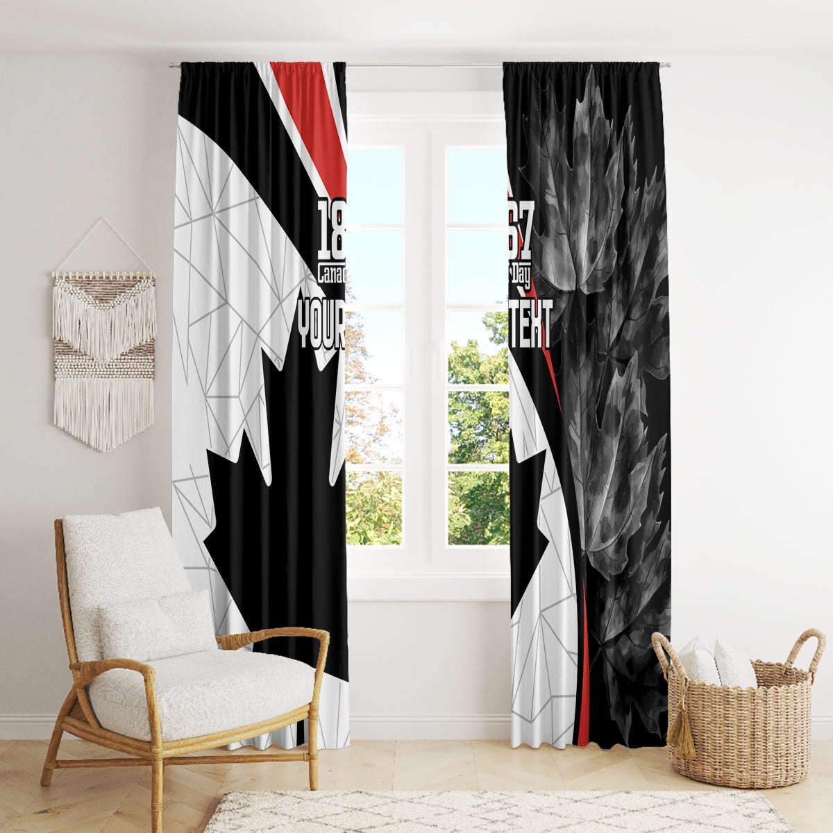 Personalized Canada Day Sine 1867 Window Curtain With National Maple Leaf - Wonder Print Shop