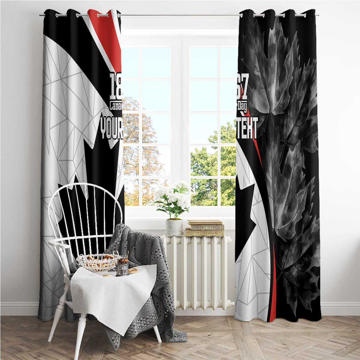 Personalized Canada Day Sine 1867 Window Curtain With National Maple Leaf - Wonder Print Shop