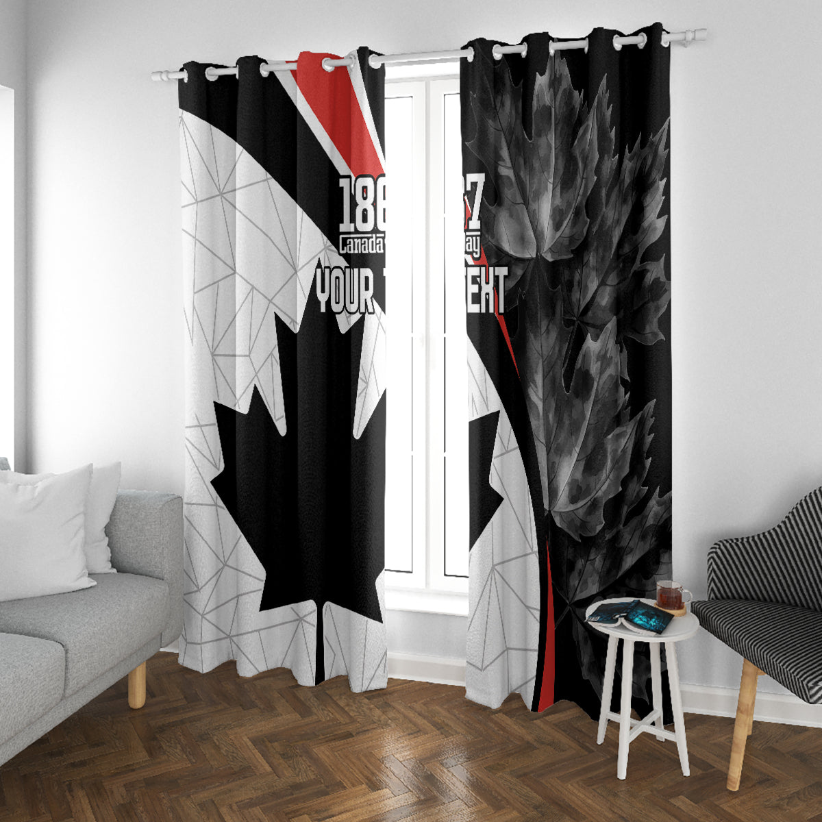 Personalized Canada Day Sine 1867 Window Curtain With National Maple Leaf - Wonder Print Shop