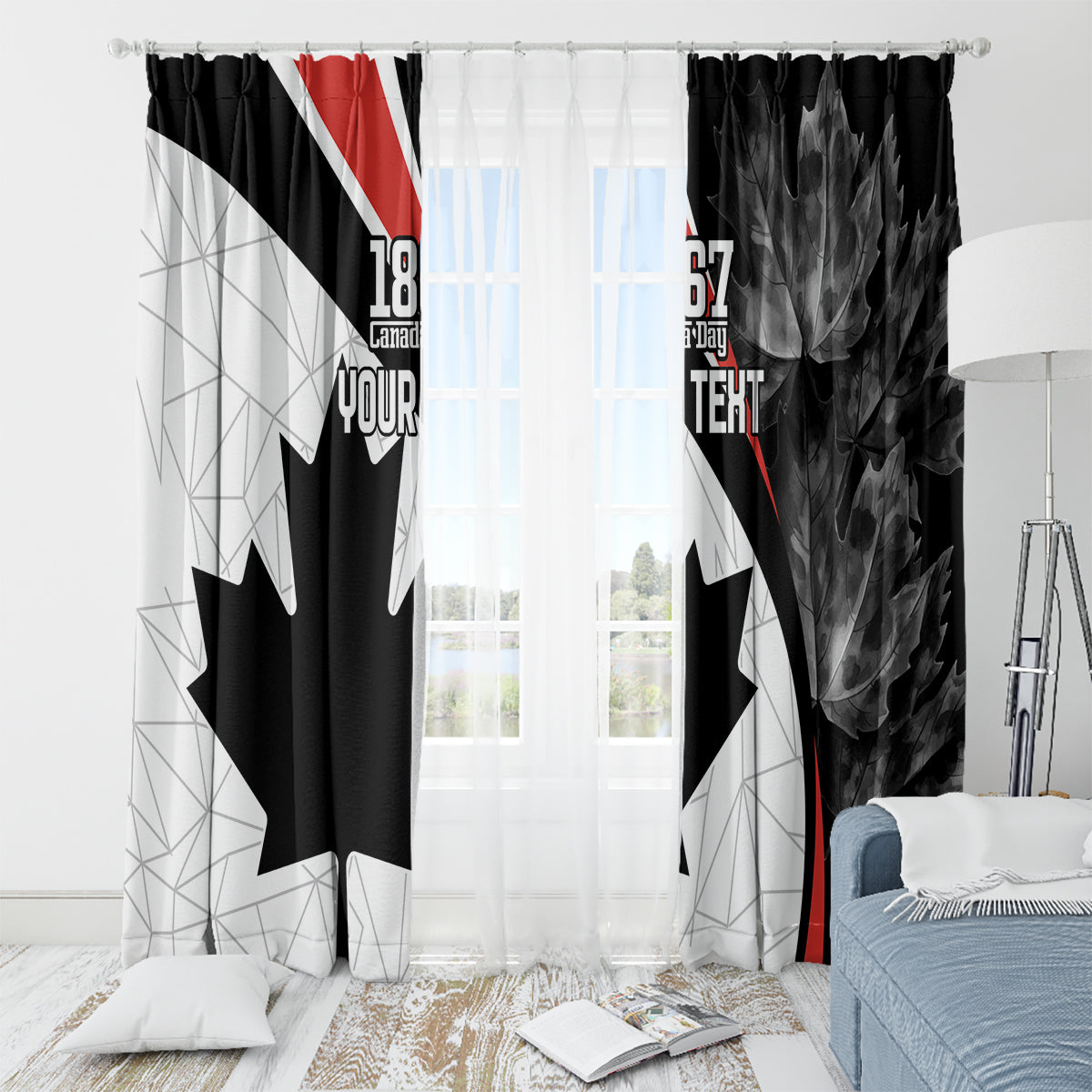 Personalized Canada Day Sine 1867 Window Curtain With National Maple Leaf - Wonder Print Shop