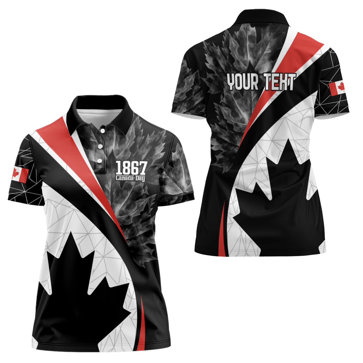 Personalized Canada Day Sine 1867 Women Polo Shirt With National Maple Leaf - Wonder Print Shop