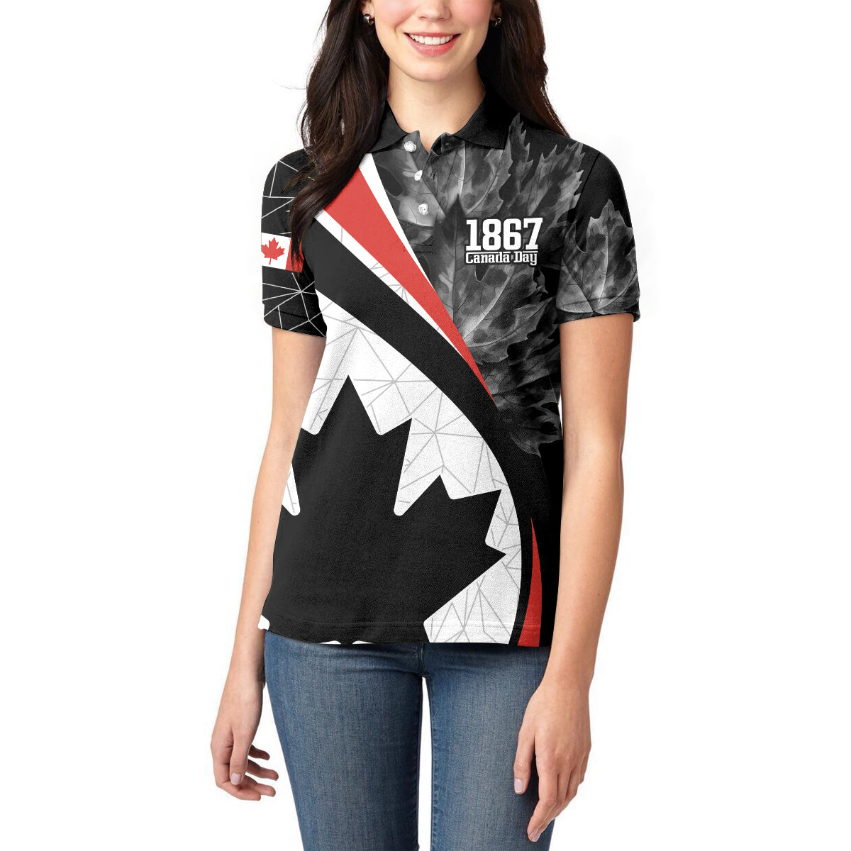 Personalized Canada Day Sine 1867 Women Polo Shirt With National Maple Leaf - Wonder Print Shop