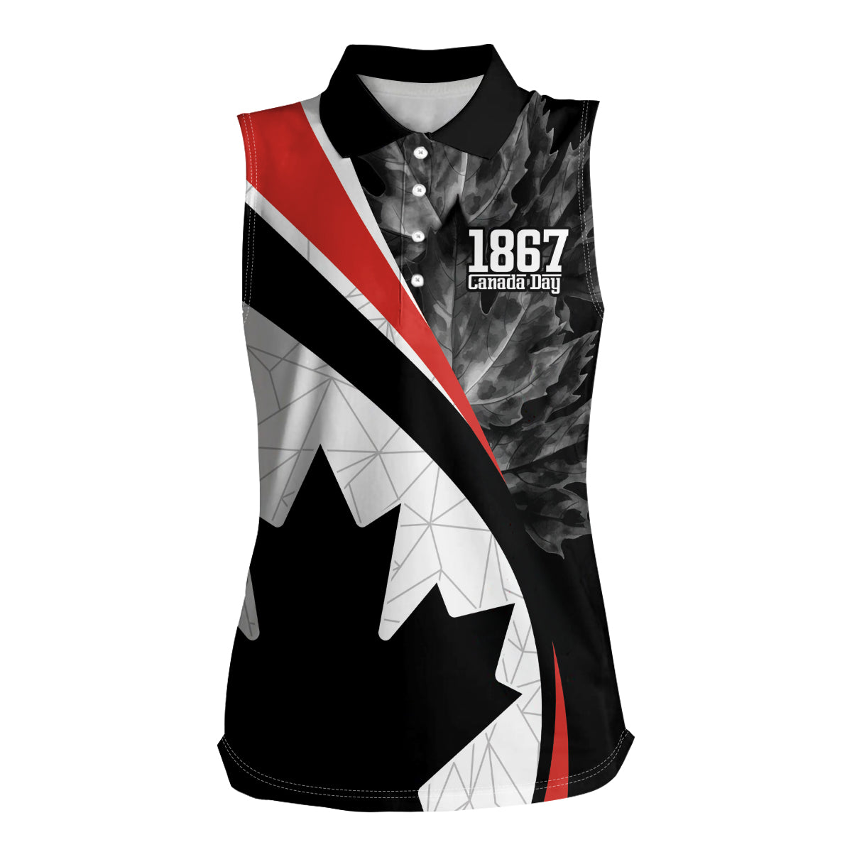 Personalized Canada Day Sine 1867 Women Sleeveless Polo Shirt With National Maple Leaf - Wonder Print Shop