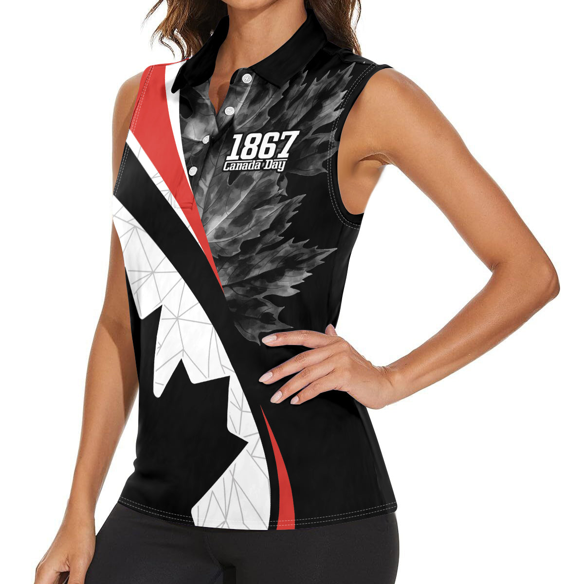 Personalized Canada Day Sine 1867 Women Sleeveless Polo Shirt With National Maple Leaf - Wonder Print Shop