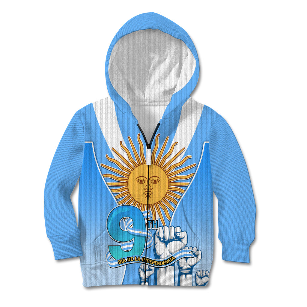 Custom Argentina Kid Hoodie Independence Day - Wonder Print Shop