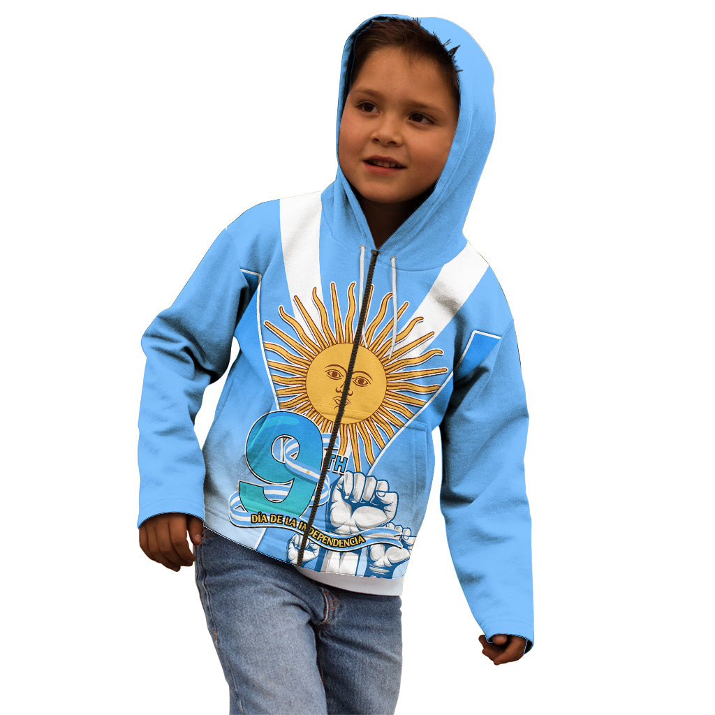 Custom Argentina Kid Hoodie Independence Day - Wonder Print Shop